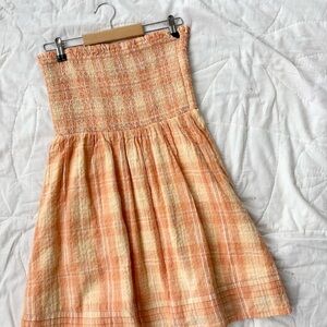 American Eagle Orange Plaid Mini Dress
